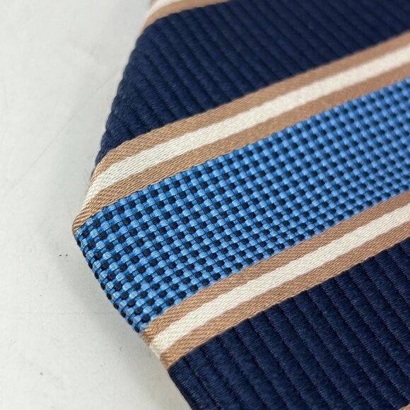 Ermenegildo Zegna Woven Silk Repp Blue Striped MensNecktie heavy diagonal - Picture 3 of 8